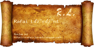 Rafai Lóránt névjegykártya